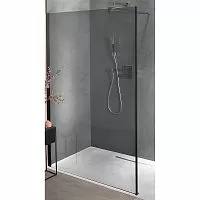 Ограждение фиксированное Jacob Delafon E22W90-BLV Contra, 90х200 см, затемненное серое стекло/черный профиль