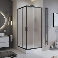Душевой уголок BelBagno UNO-195-A-2-90-P-NERO, 195х90х90 см, стекло рифленое/профиль черный Душевой уголок BelBagno UNO-195-A-2-90-P-NERO, 195х90х90 см, стекло рифленое/профиль черный