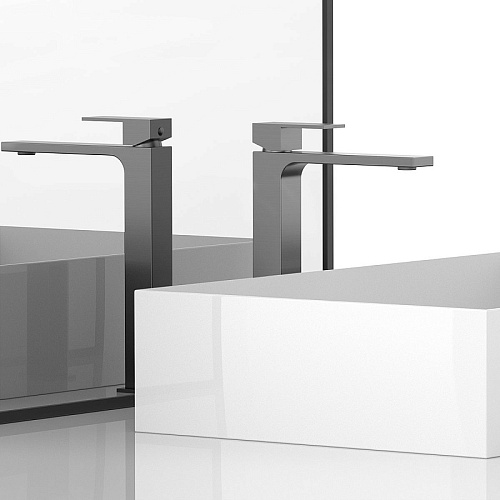 Смеситель Vincea VBF-1C02GM Cube для раковины, вороненая сталь