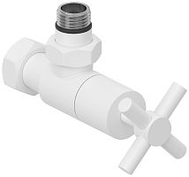Вентиль Сунержа 30-1408-1234 угловой, (крест) G 1/2" НР х G 3/4" НГ, матовый белый
