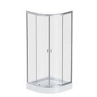 Душевое ограждение AM.PM W88E-205-080MT X-Joy Twin Slide, c поддоном, 80х80 см, стекла прозрачные,матовый хром, поддон белый