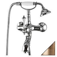 Смеситель Cezares MARGOT-VDM-02-Bi для ванны, с ручным душем, бронза,ручки белые