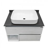 Тумба Comforty 00-00004199 Прага подвесная 75х52 см, с раковиной 78189, дуб белый/антрацит Тумба Comforty 00-00004199 Прага подвесная 75х52 см, с раковиной 78189, дуб белый/антрацит