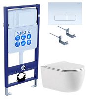 Комплект Aquatek SET Европа cmp013: рама Standard INS-0000012 + крепеж KKI-0000002 + клавиша KDI-0000013 + унитаз AQ1106-00 с тонким сиденьем Soft-close, белый
