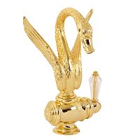 Смеситель Migliore 26941 Luxor для раковины монокомандный, Лебедь малый, без слива, ручка Crystal/золото