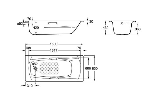 Ванна стальная Roca 2200E0000 Ванна стальная Roca 2200E0000