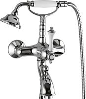 Смеситель Cezares MARGOT-VDM-01-Bi для ванны, с ручным душем, хром,ручки белые