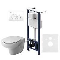 Инсталляция AM.PM IS49001.741700 Sense с клавишей Pro L, белый глянец + подвесной унитаз безободковый + сиденье микролифт