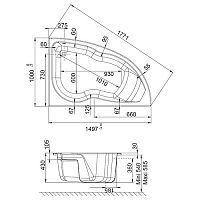 Ванна акриловая, угловая, с панелью и рамой Jacob Delafon Micromega Duo E60220-00