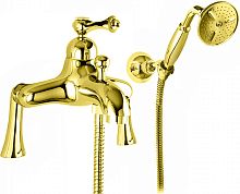 Смеситель Cezares MARGOT-PBVM-03/24-M на борт ванны, с ручным душем, золото 24 карат/ручки металл