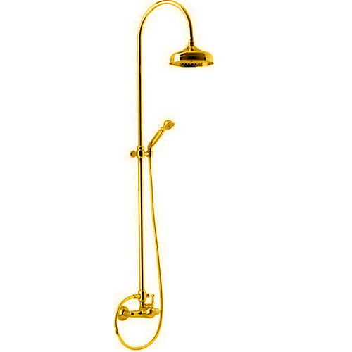 Cisal AY00405024  Arcana Royal Душевой комплект: смеситель, стойка с верхним душем, лейка+шланг, цвет золото снят с производства
