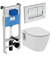 Комплект 4 в 1 Ideal Standard E8822301PC Connect Prosys Solea M1: подвесной унитаз Rimless, безободковый E822301 + крышка-сиденье E772401 + инсталляция для монтажа Prosys Frame 120 M R020467 + механическая панель смыва Solea M1 R0108AA, Euro White (евробе Комплект 4 в 1 Ideal Standard E8822301PC Connect Prosys Solea M1: подвесной унитаз Rimless, безободковый E822301 + крышка-сиденье E772401 + инсталляция для монтажа Prosys Frame 120 M R020467 + механическая панель смыва Solea M1 R0108AA, Euro White (евробе
