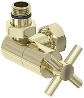 Вентиль Сунержа 020-1410-1234, 3D, левый, (крест) G 1/2" НР х G 3/4" НГ, шампань