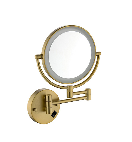 Зеркало с подсветкой двухстороннее Saona 13376/17 золото матовое купить недорого в интернет-магазине Керамос