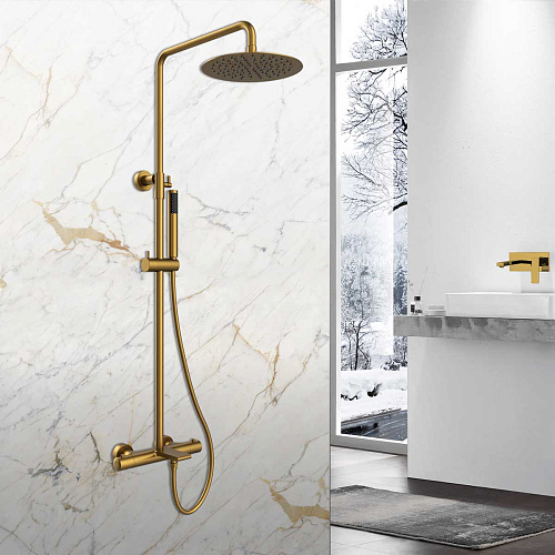 Душевая стойка Vincea VSFS-1V1TBG Vogue термостатическая, брашированное золото Душевая стойка Vincea VSFS-1V1TBG Vogue термостатическая, брашированное золото