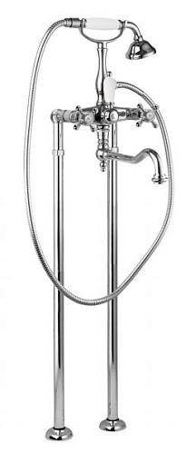 Смеситель Cezares GOLF-VDP2-01-M для ванны, с ручным душем, напольный, хром/ручки металл