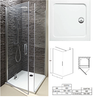 Сет № 1828 E22T91-GA, Распашная дверь (Chrome) +E22FT90-GA, Боковая стенка + E62442-00, Душевой поддон Сет № 1828 E22T91-GA, Распашная дверь (Chrome) +E22FT90-GA, Боковая стенка + E62442-00, Душевой поддон