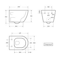Унитаз подвесной, без ободка BelBagno  BB003CH-TOR/SC