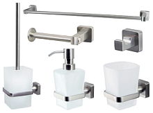 Сет № 1892 K-8723, Крючок (Никель) + K-8727, Ершик для унитаза (Никель) + K-8728, Стакан для зубных щеток (Никель) + K-8730, Полотенцедержатель + K-8796, Бумагодержатель (Никель) + K-8799, Дозатор для жидкого мыла (Никель)