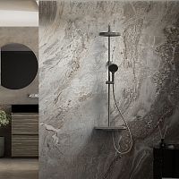 Душевая стойка Vincea VSFS-3I12TGM Inspire термостатическая с изливом, вороненая сталь