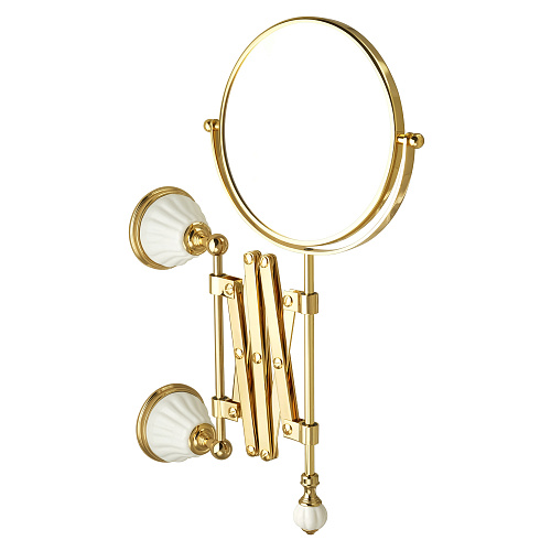 Зеркало Migliore 17459 Olivia оптическое настенное пантограф, белый/золото купить недорого в интернет-магазине Керамос