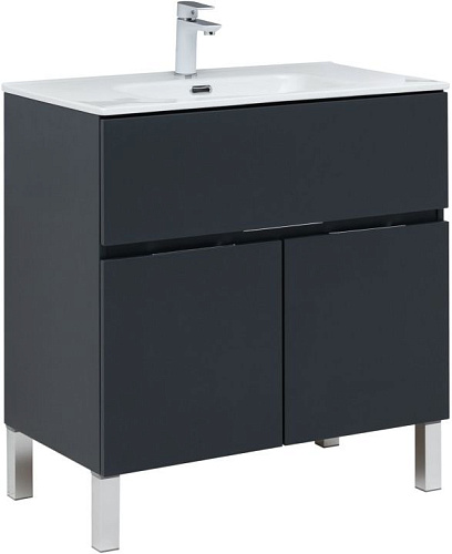 Тумба с раковиной Aquanet 00274119 Алвита New, 81х47 см, серая снят с производства