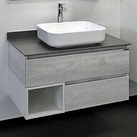 Тумба Comforty 00-00006956 Прага подвесная 90х52 см, с раковиной T-Y9378, дуб белый/светло-серый