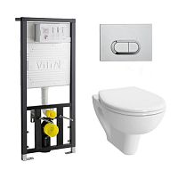 Комплект 4 в 1 Vitra 9004B003-7202 S20: подвесной унитаз + сиденье + инсталляция для монтажа + клавиша смыва матовый хром Комплект 4 в 1 Vitra 9004B003-7202 S20: подвесной унитаз + сиденье + инсталляция для монтажа + клавиша смыва матовый хром