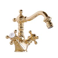 Смеситель Gattoni 1235012D0oro Vivaldi для биде с поворотным изливом 108 мм, с донным клапаном, золото 24кт