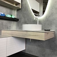 Консоль Comforty 00-00001892 Клеон подвесная 120х50 см, с раковиной 9110, дуб дымчатый/белый