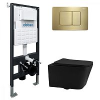 Комплект: Унитаз, Инсталляция, Кнопка смыва Abber Rechteck AC1201MB-AC0105-AC0120MMG Комплект: Унитаз, Инсталляция, Кнопка смыва Abber Rechteck AC1201MB-AC0105-AC0120MMG