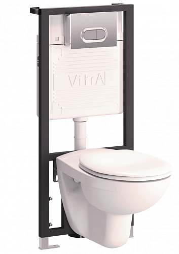 Комплект Vitra 9773B003-7202 Normus: инсталляция, подвесной унитаз, скрытая система смыва, стандартное сиденье