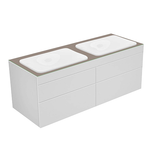 Тумба Keuco 31575730100 Edition 400 под умывальник 140х53.5 см, белый/стекло матовое трюфель купить недорого в интернет-магазине Керамос