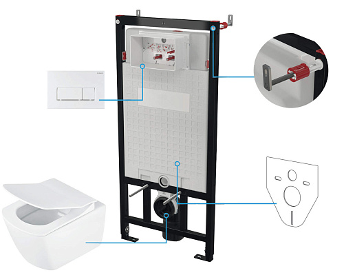 Комплект Deante CDZA6ZPW Anemon Zero: инсталляции с унитазом, клавиша белый матовый Комплект Deante CDZA6ZPW Anemon Zero: инсталляции с унитазом, клавиша белый матовый