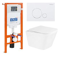 Инсталляция с подвесным унитазом BelBagno DUE BB3103CHR/SC/BB002-80/BB014-SR-BIANCO Инсталляция с подвесным унитазом BelBagno DUE BB3103CHR/SC/BB002-80/BB014-SR-BIANCO