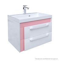 Тумба для ванной комнаты, подвесная, белая/розовая, 60 см, Color Plus, IDDIS, COL60P0i95. Подходит умывальник 0066000i28