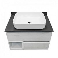 Тумба Comforty 00-00004199 Прага подвесная 75х52 см, с раковиной 78189, дуб белый/антрацит