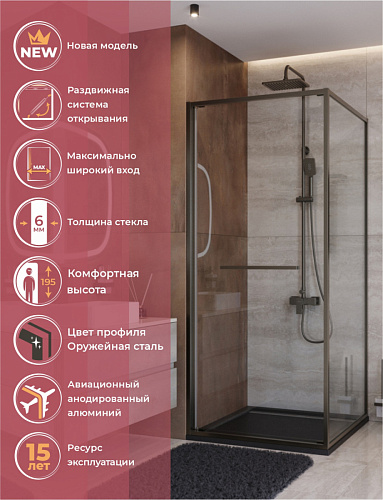 Душевой уголок Cezares LUX LUX-A-FS-1-90-C-GM