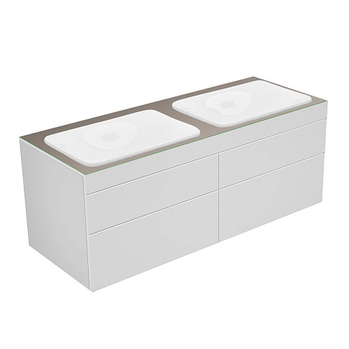 Тумба Keuco 31575720100 Edition 400 под умывальник 140х53.5 см, белый/стекло глянцевое трюфель купить недорого в интернет-магазине Керамос