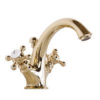 Смеситель Gattoni 1232012D0oro Vivaldi для раковины с донным клапаном, высота излива 110мм, цвет золото 24кт