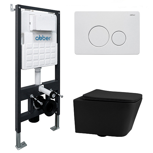 Инсталляция с подвесным унитазом Abber Rechteck AC1201MB-AC0105-AC0121MW
