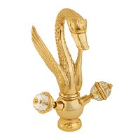 Смеситель Migliore 23250 Luxor для раковины, Лебедь большой, ручки Crystal/золото