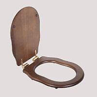 Сиденье TW Bristol TWBR82noce/oro для подвесного унитаза микролифт, орех/золото