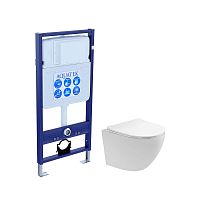 Комплект Aquatek SET Европа T: рама Standard INS-0000012 (без клавиши и крепежа) + унитаз AQ1900T-00 с тонким сиденьем Soft-close, белый