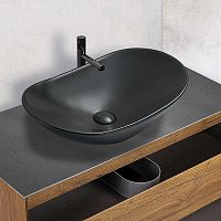 Раковина Vincea VBS-508MB керамическая, 61.5х36 см, накладная, черный матовый