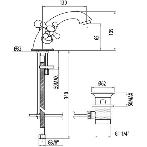 Смеситель для раковины Gattoni VIVALDI 1231012C0cr