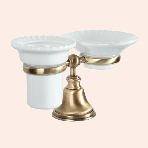 TW Harmony 141, настольный держатель с мыльницей и стаканом, керамика (бел), цвет: бронза,TWHA141br купить недорого в интернет-магазине Керамос