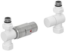 Терморегулятор Сунержа 30-1420-6205 автоматический, прямой, G 1/2" НР х G 3/4" НГ (набор), матовый белый/сталь