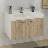 Тумба Comforty 00004139026 Рига подвесная 85х47 см, с раковиной 9335-80, дуб сонома Тумба Comforty 00004139026 Рига подвесная 85х47 см, с раковиной 9335-80, дуб сонома