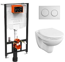 Комплект 4 в 1 Vitra 9842B003-7206 S10: подвесной унитаз + сиденье + инсталляция для монтажа + клавиша смыва матовый хром